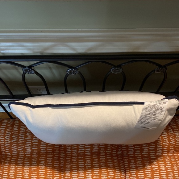 NEW Navy and White Embroidered Trees Accent Throw Pillow 12” x 20” WANDER w/Tags - Picture 6 of 9